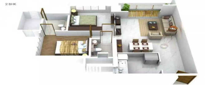 Shapoorji Pallonji Alpine Kandivali - Floor plan 2 BHK 950 Sq.ft