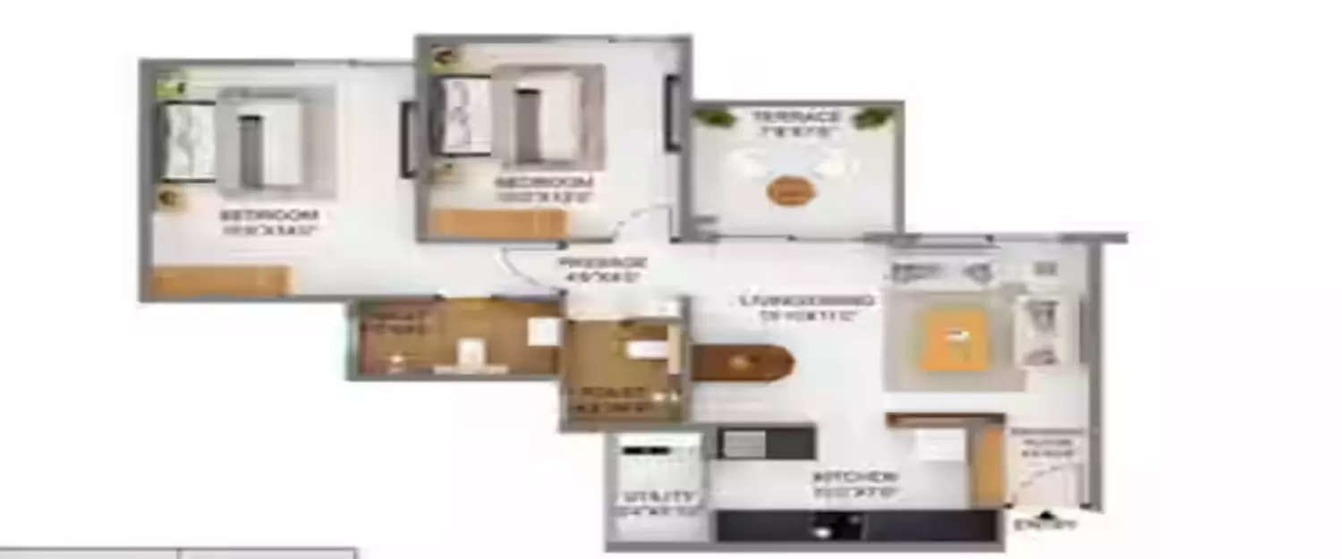 Floor plan for 2 BHK