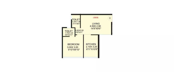 Safal Golf Residences Chembur - Floor plan 1 BHK 384 Sq.ft