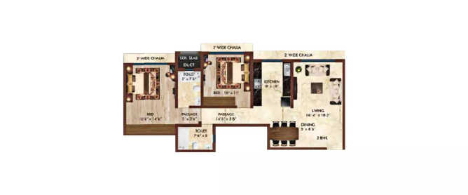Safal Shree Saraswati Phase 4 Chembur - Floor plan 2 BHK 752 Sq.ft