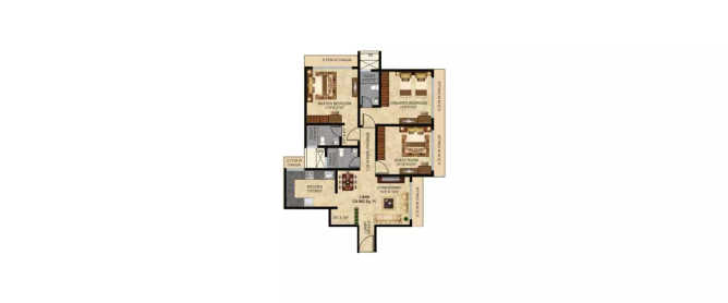 Safal Sky Chembur - Floor plan 3 BHK 1108 Sq.ft