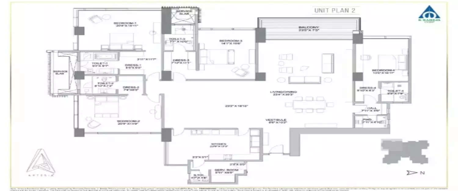 Floor plan for 4 BHK