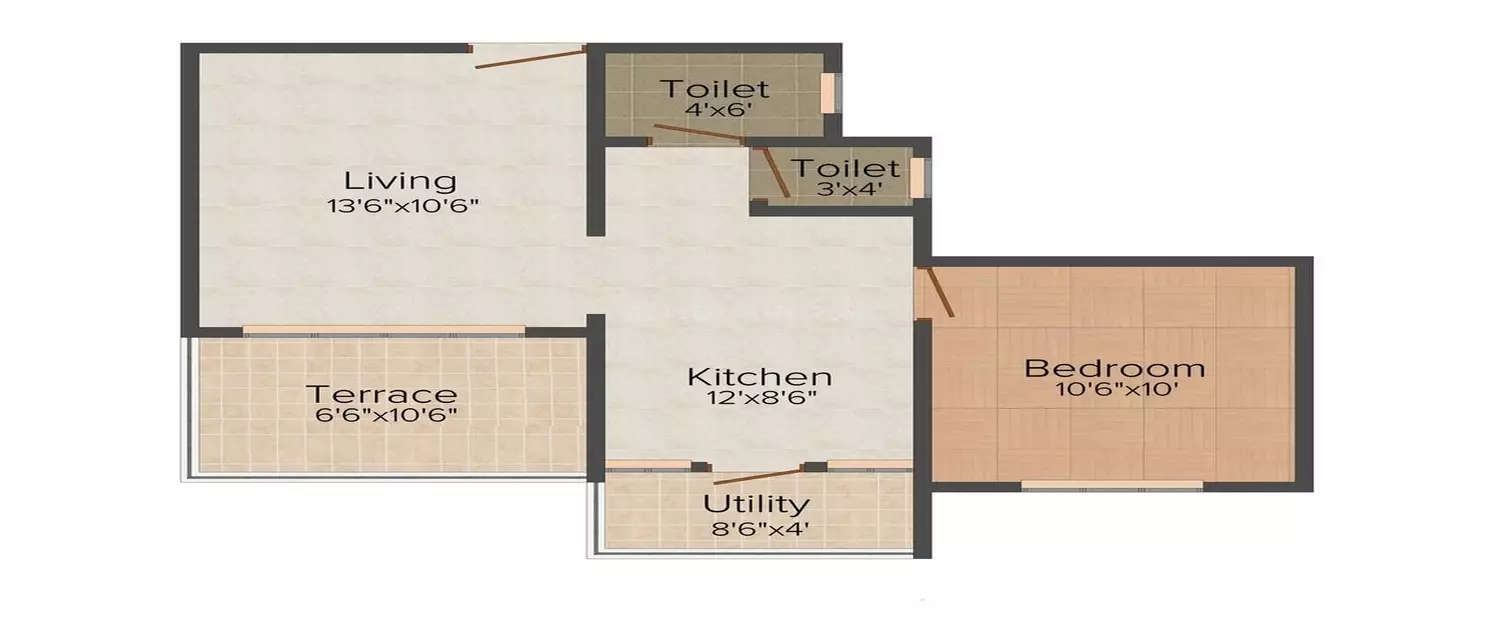 Floor plan for 1 BHK