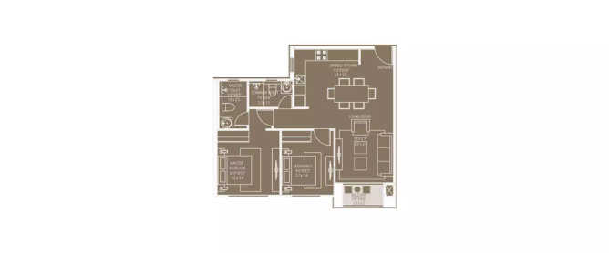 Hiranandani Queensgate Akshaya Nagar - Floor plan 2 BHK 678 Sq.ft