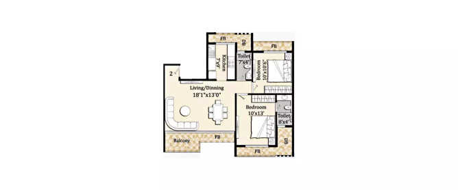Bhagwati Eleganza Ghansoli - Floor plan 2 BHK 479 Sq.ft