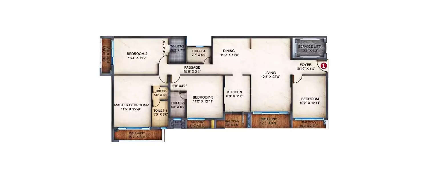 Floor plan for 4 BHK