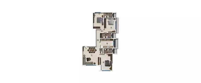 Ekta Verve Khar - Floor plan 3 BHK 1189 Sq.ft