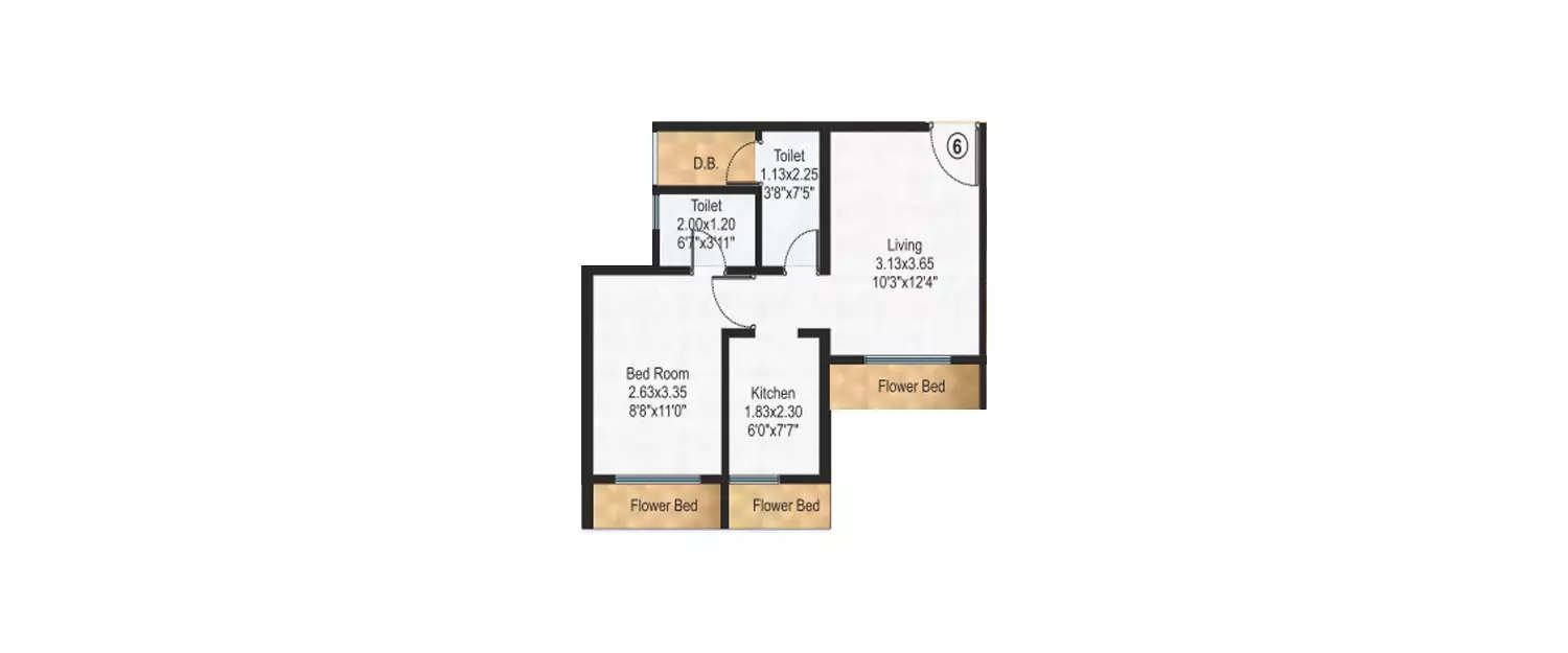 Floor plan for 1 BHK