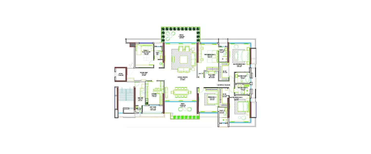 Floor plan for 5 BHK