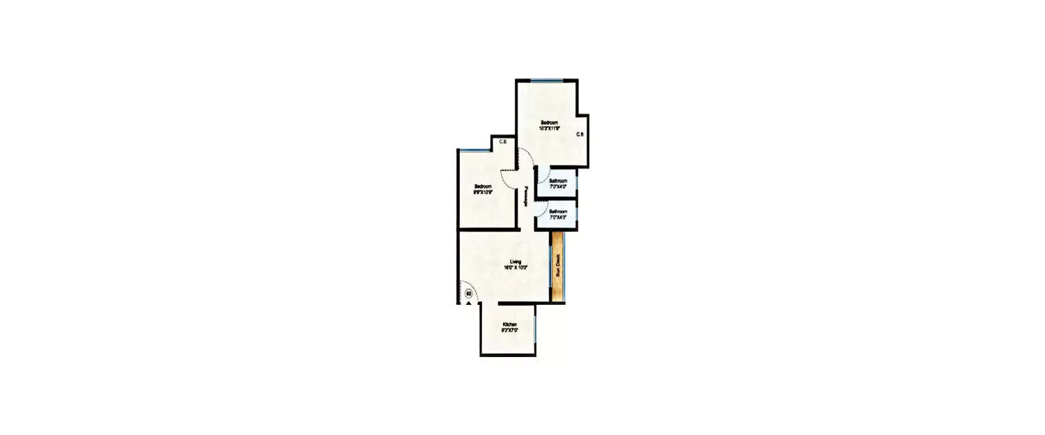 Floor plan for 2 BHK