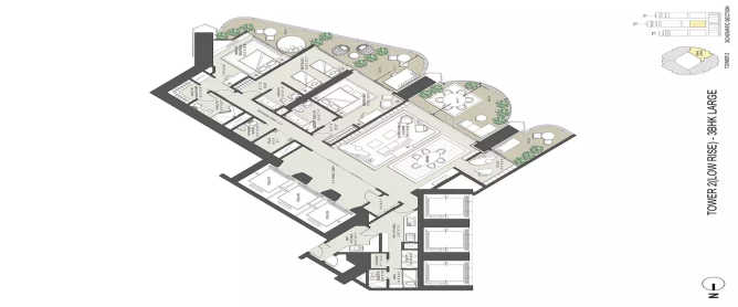 Omkar 1973 Worli - Floor plan 3 BHK 2497 Sq.ft