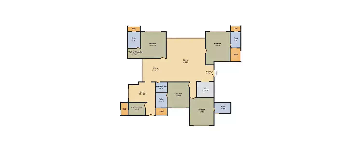 Floor plan for 4 BHK