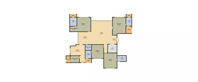 Ekta Eros Khar - Floor plan 4 BHK 1212 Sq.ft