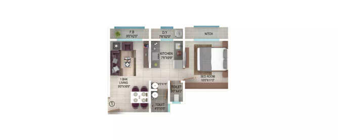 Ekta Regent Park Virar - Floor plan 1 BHK 459 Sq.ft