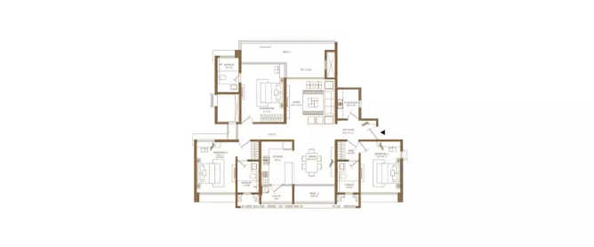 Shapoorji Vanaha Golfland Bavdhan - Floor plan 3 BHK 1490 Sq.ft