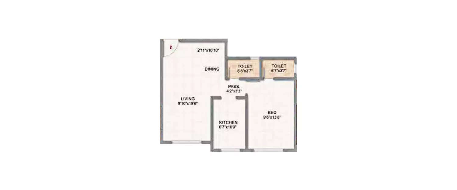 Floor plan for 1 BHK