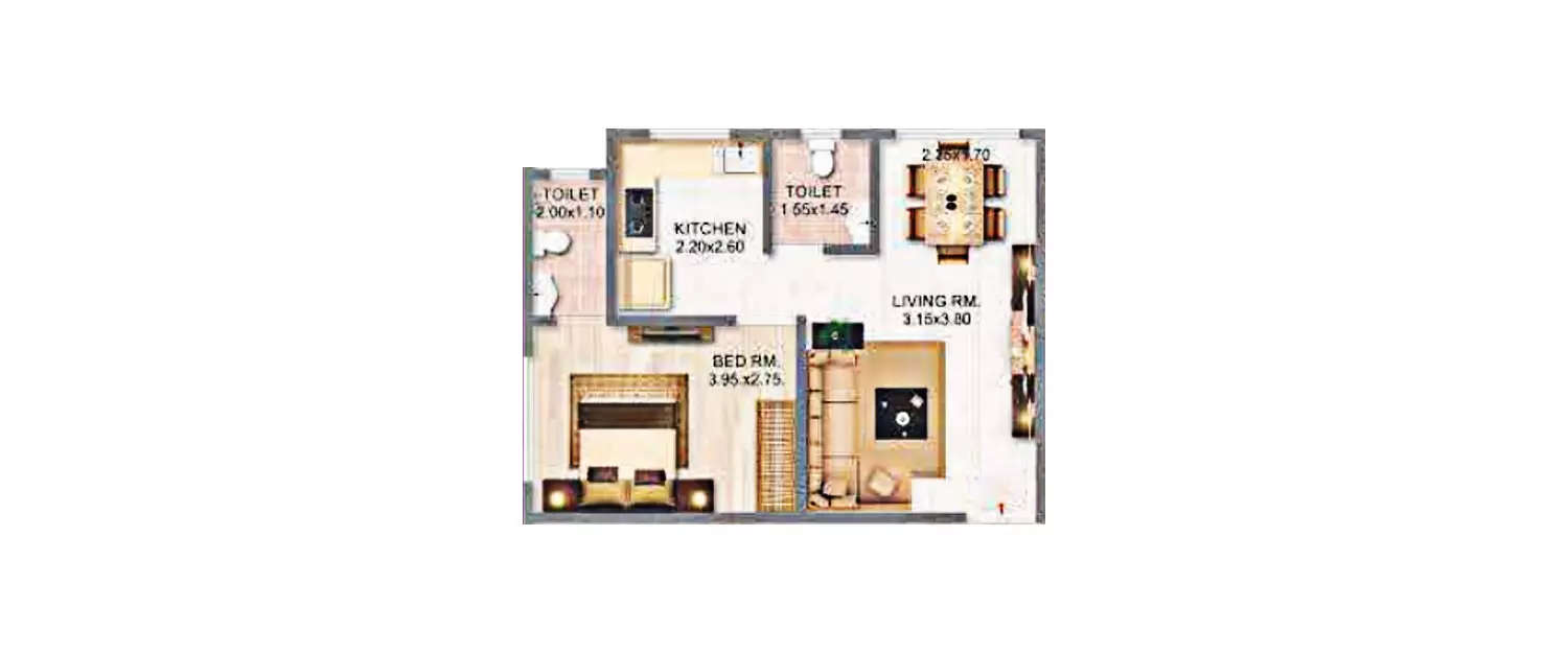Floor plan for 1 BHK