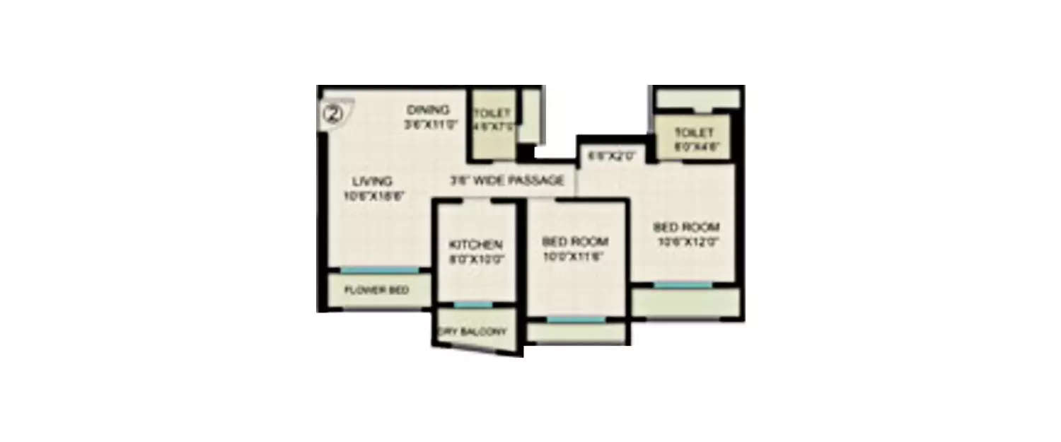 Floor plan for 2 BHK