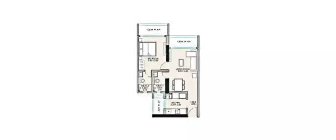 JP North Garden City Mira Bhayandar - Floor plan 1 BHK 415 Sq.ft