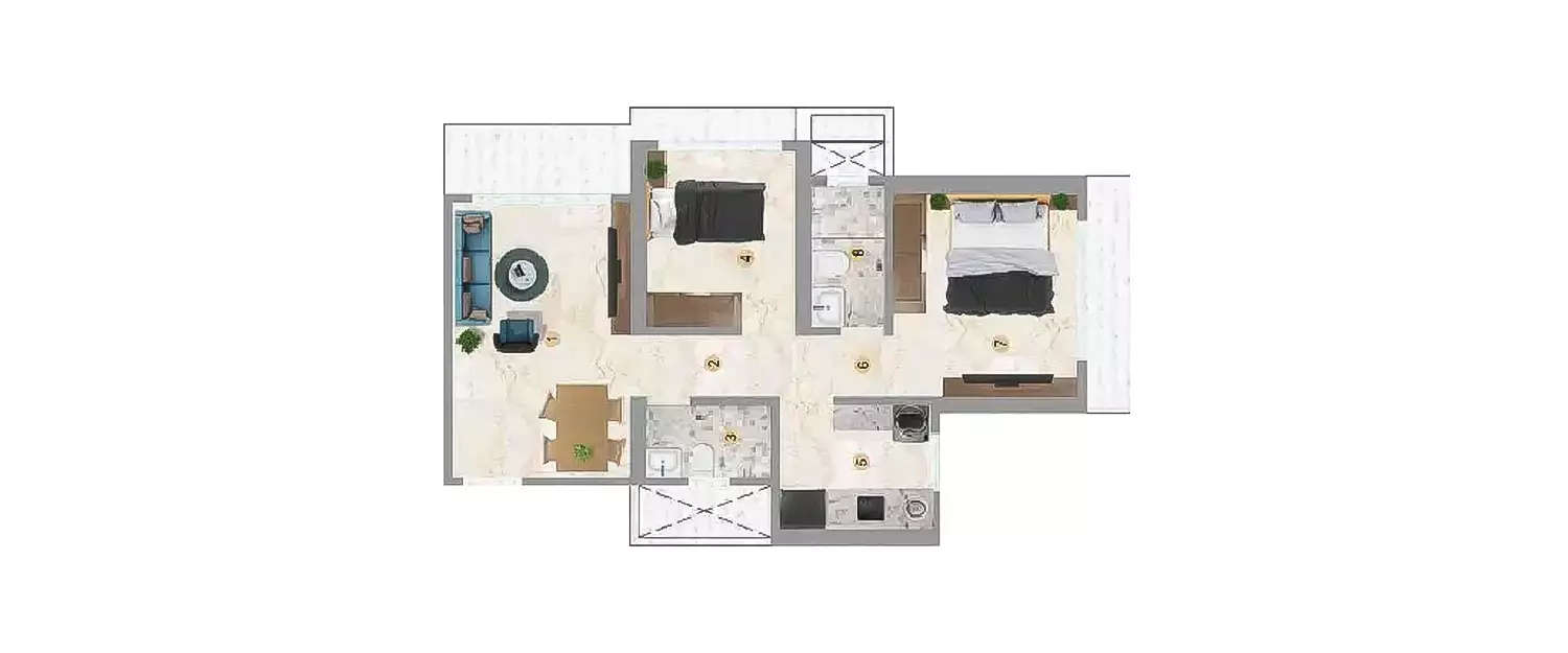 Floor plan for 2 BHK