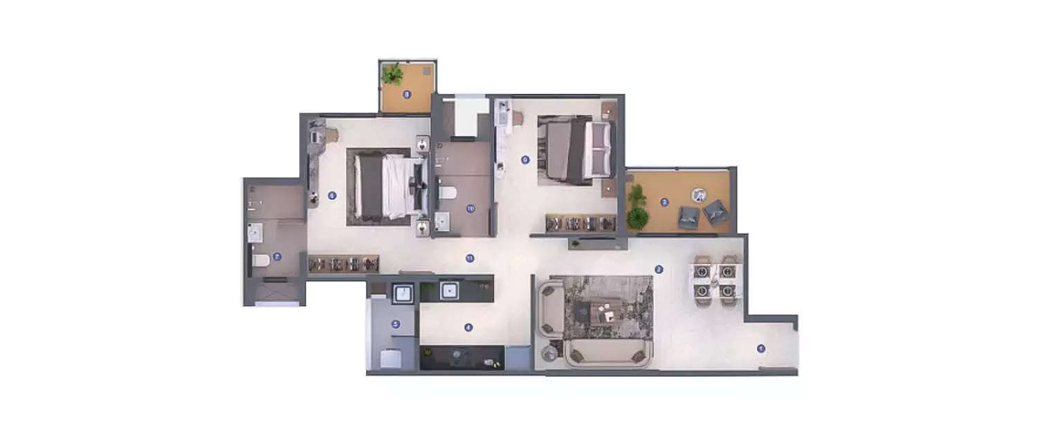 Floor plan for 2 BHK