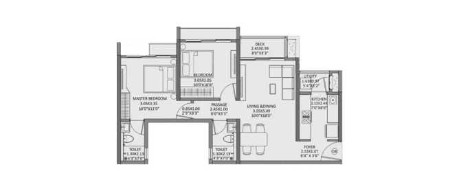 Godrej Hillside Panvel Panvel - Floor plan 2 BHK 612 Sq.ft