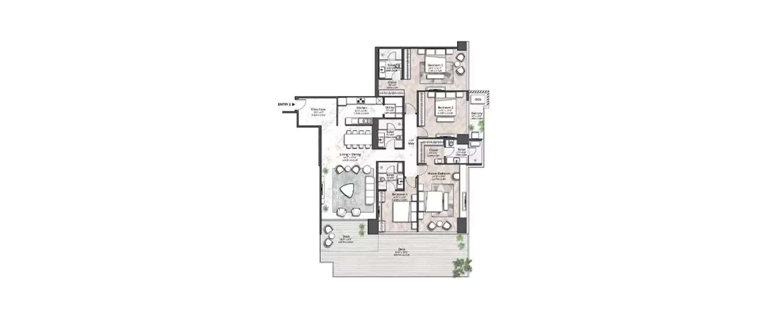 Floor plan for 4 BHK