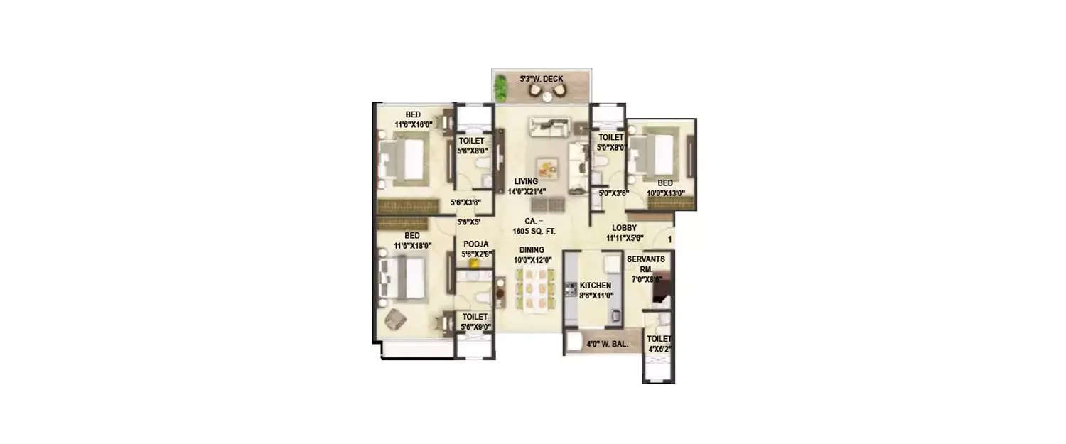 Floor plan for 3.5 BHK