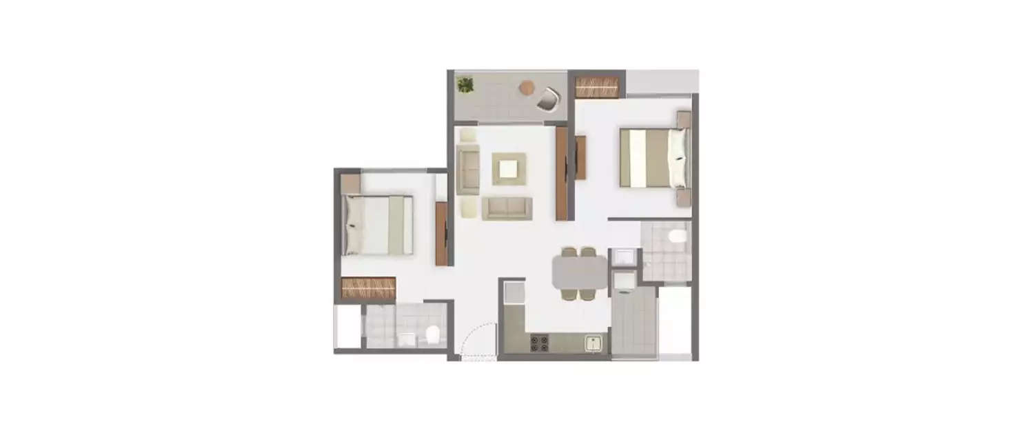 Floor plan for 2 BHK
