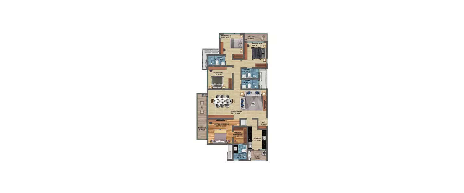 Floor plan for 4 BHK