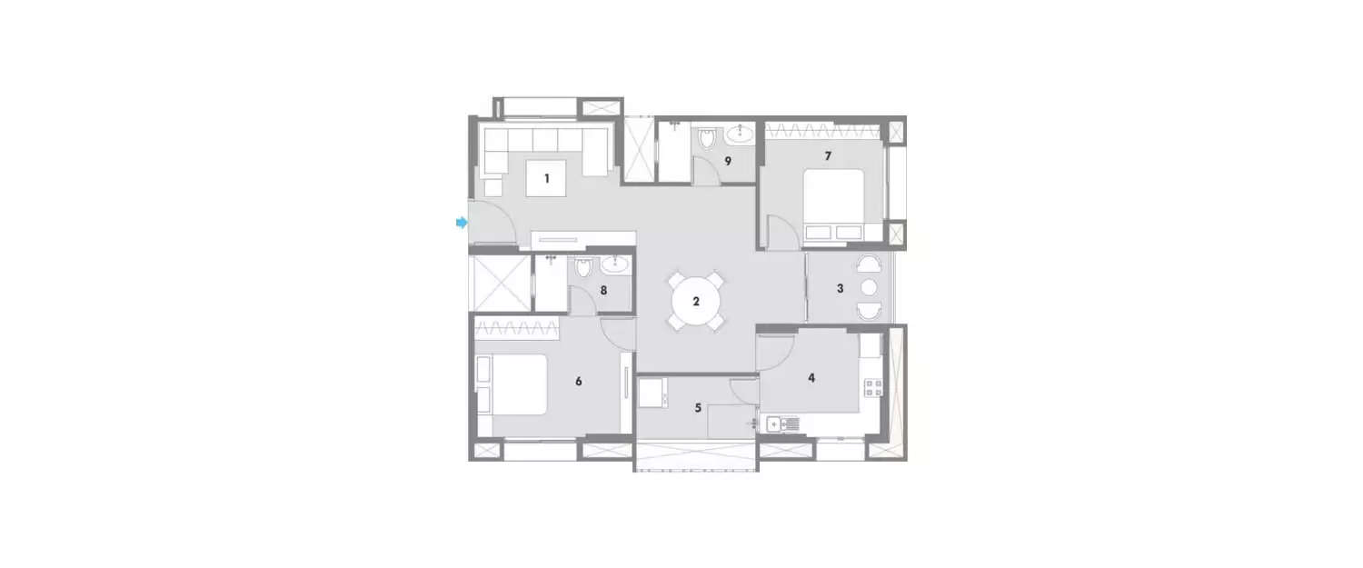 Floor plan for 2 BHK