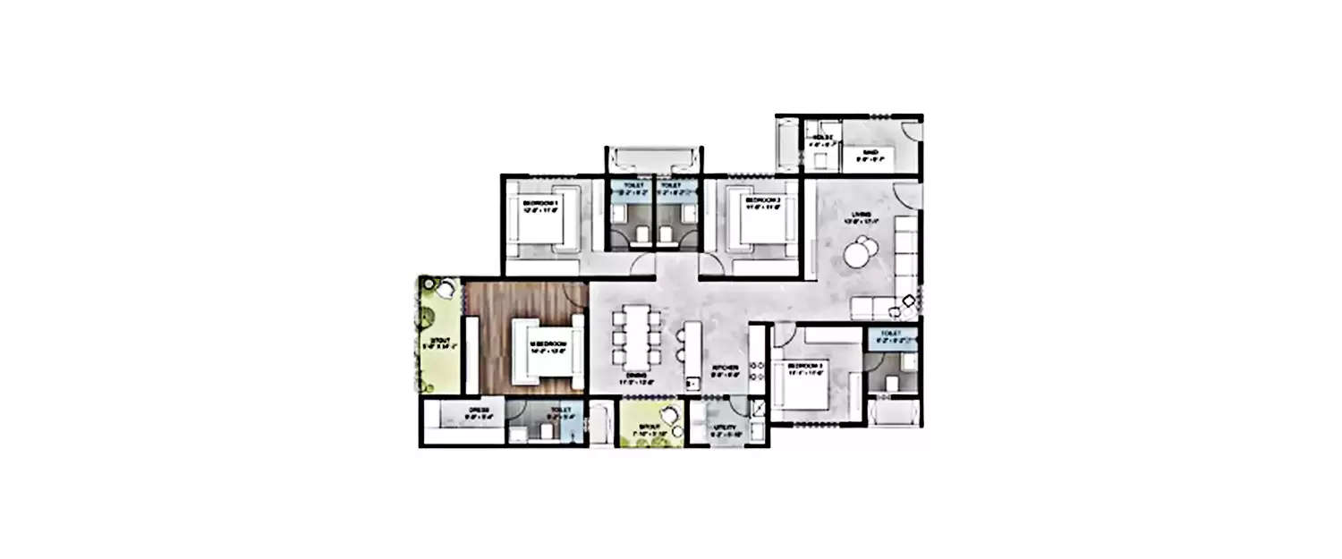 Floor plan for 5 BHK