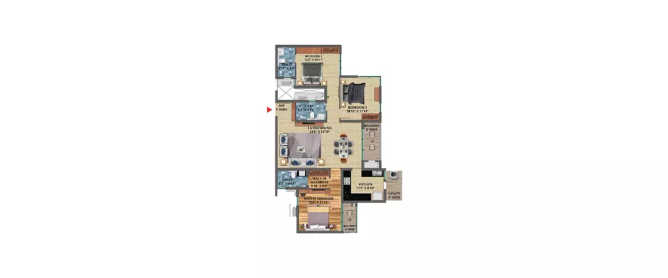 TVS Isle of Trees Rachenahalli - Floor plan 3 BHK 1807 Sq.ft