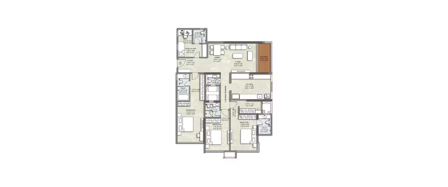 Floor plan for 3.5 BHK