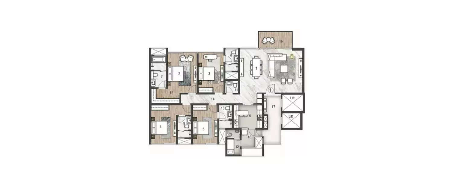Floor plan for 4 BHK