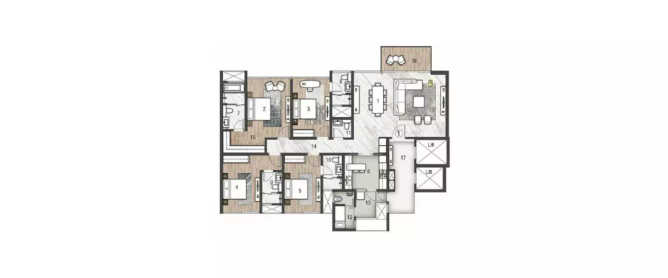Rustomjee La Felicita Majiwada - Floor plan 4 BHK 1750 Sq.ft