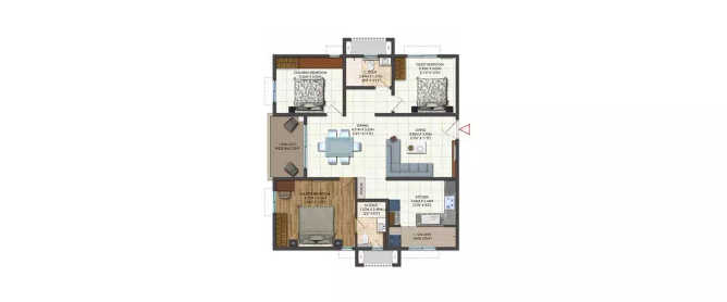 Brigade Citadel Moti Nagar - Floor plan 3 BHK  Sq.ft