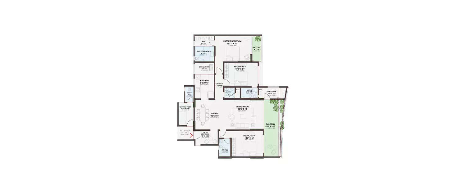 Floor plan for 3.5 BHK