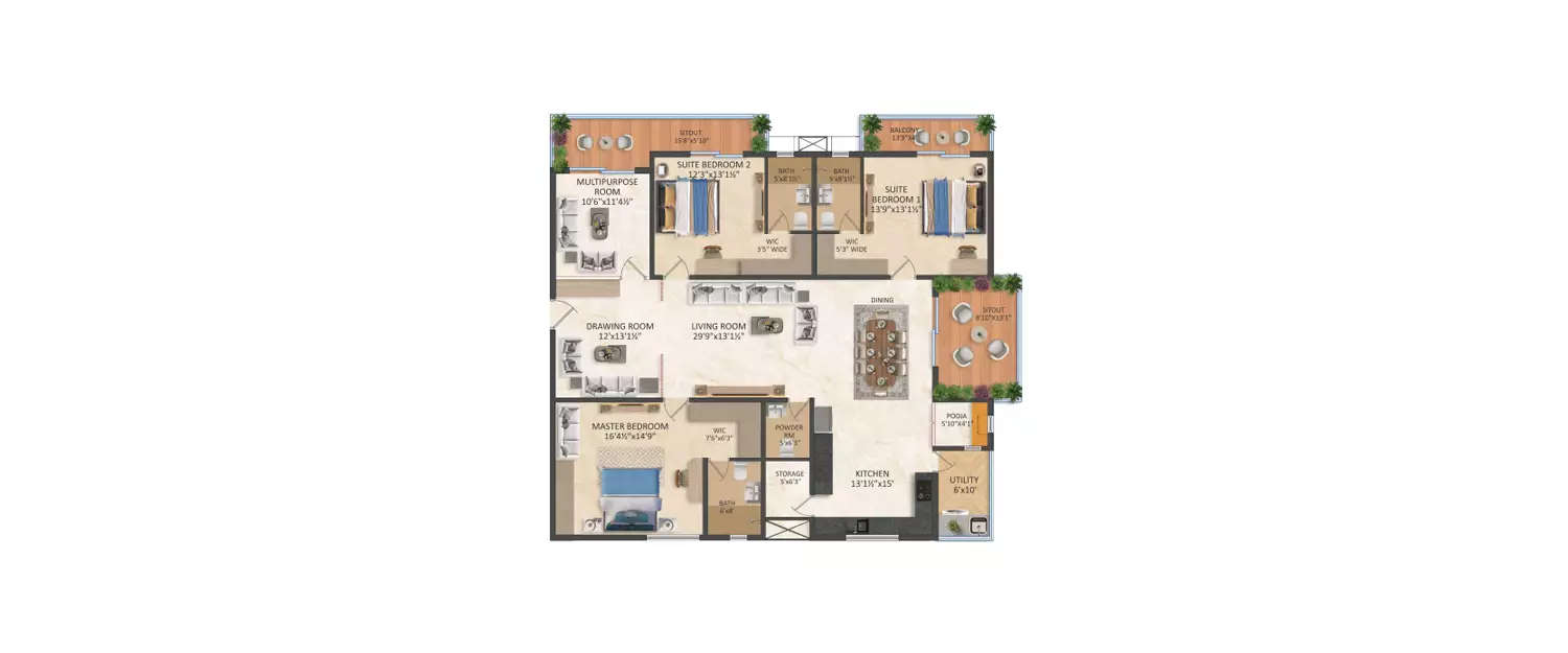 Floor plan for 3.5 BHK