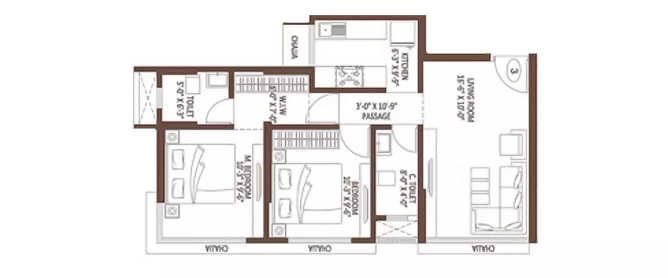 Suraj St Anthony Apartment Mahim - Floor plan 2 BHK 661 Sq.ft
