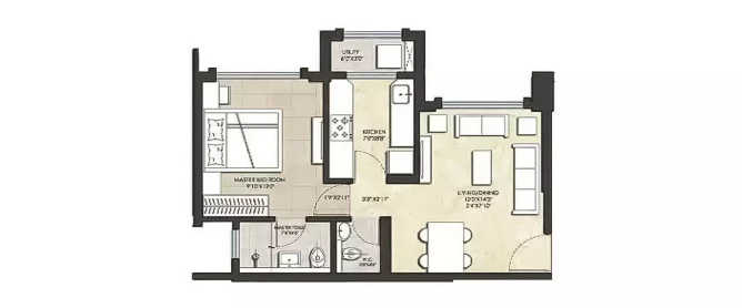 Louisandra Apartment Dadar - Floor plan 1 BHK 412 Sq.ft