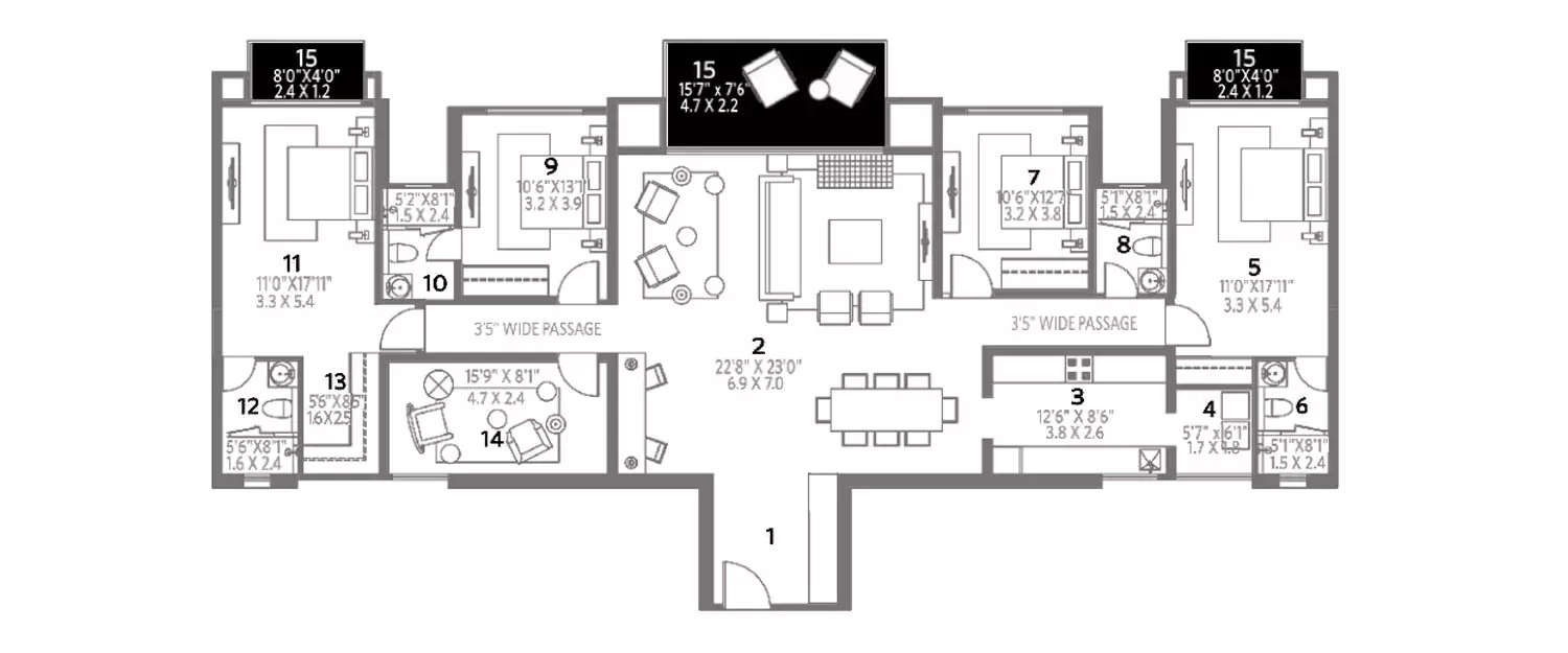 Floor plan for 4.5 BHK