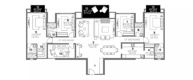 Hiranandani Anchorage Egattur - Floor plan 4.5 BHK 2017 Sq.ft