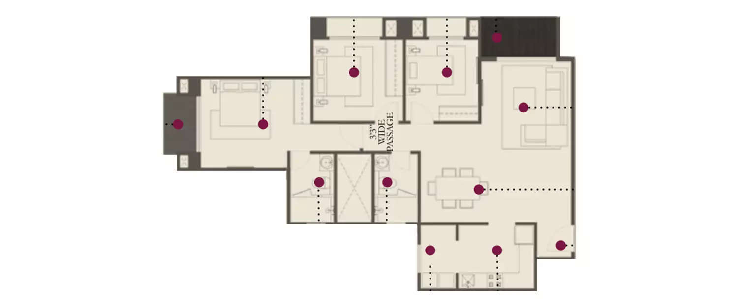 Floor plan for 3 BHK