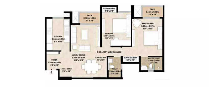 Mahindra Lokhandwala Kandivali Kandivali - Floor plan 2 BHK 600 Sq.ft