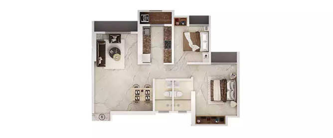 Vihang Valley Ghodbunder Road - Floor plan 2 BHK 630 Sq.ft