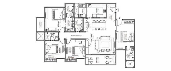 Assetz Bloom And Dell Doddabanahalli - Floor plan 4 BHK 2040 Sq.ft