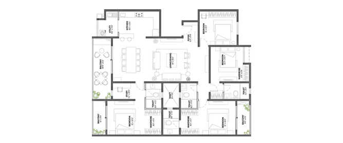 Assetz The Retreat Whitefield - Floor plan 4 BHK 1356 Sq.ft