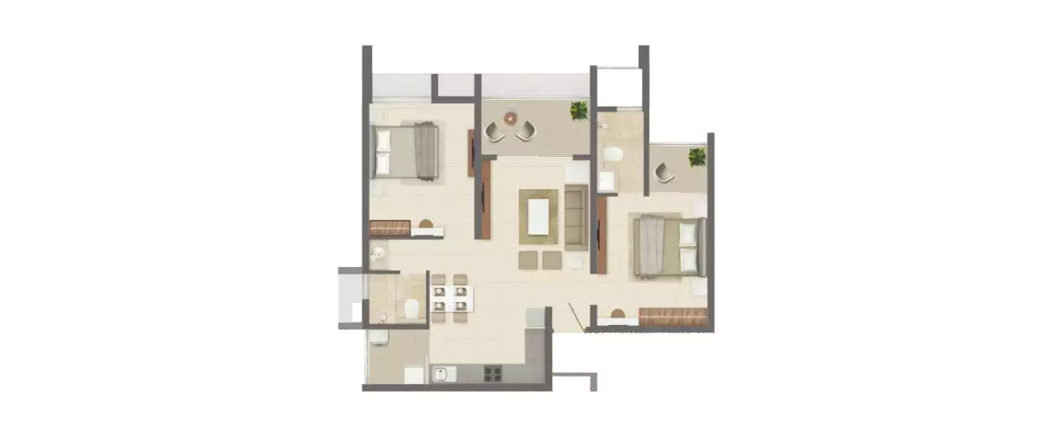 Floor plan for 2 BHK