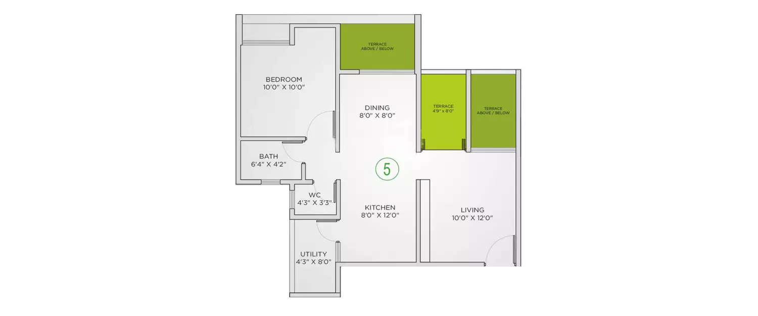 Floor plan for 1 BHK